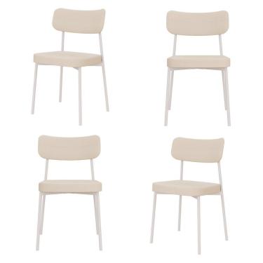 Imagem de Kit Com 2 Cadeiras Para Sala De Jantar Mona Yescasa Areia Corriente-branco
