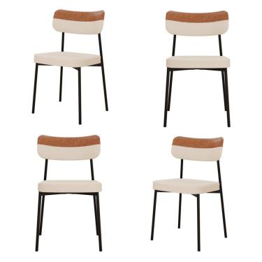 Imagem de Kit Com 4 Cadeiras Para Sala De Jantar Mona Yescasa Areia Corriente-caramelo