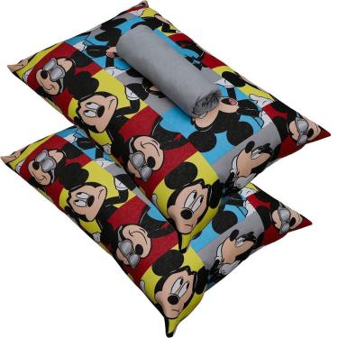 Imagem de Jogo De Cama Portallar Casal Malha 100% Algodão Disney Mickey Glasses 3 Peças Cinza
