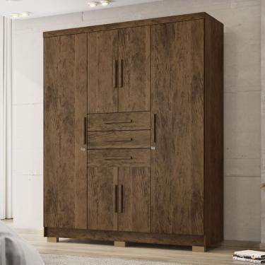 Imagem de Guarda Roupa Solteiro 6 Portas 3 Gavetas Taurus - Imbuia Rústico
