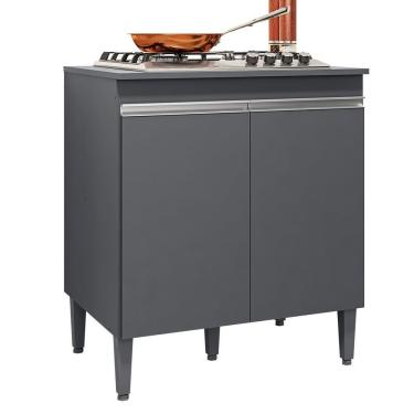 Imagem de Balcão Cooktop Andréia 79cm Com 2 Portas Cinza Fosco - Ajl Móveis Cinza Fosco