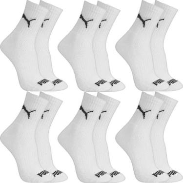 Imagem de Kit 6 Pares Meias Puma Cano Médio Alto Algodão Meia Adulto Masculino F