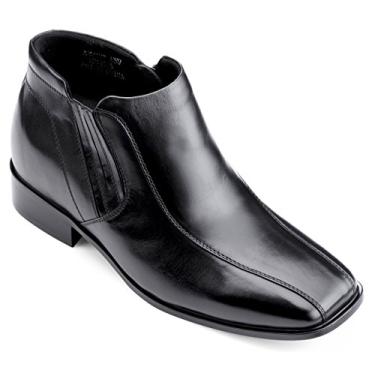 Imagem de Calden sapato masculino invisível com elevação de altura – Botas pretas de couro premium com zíper – 8 cm mais alto – K99805, Preto, 7.5