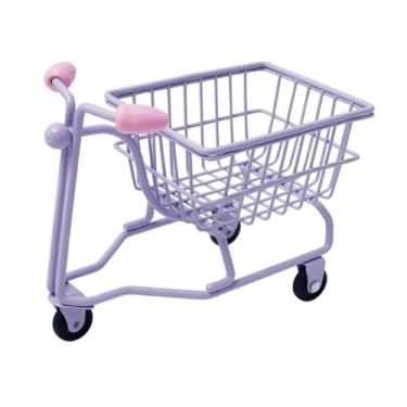 Imagem de Fenteer Mini Carrinho de Compras Mini Armazenamento de Armazenamento Photography Prop Rap Play Play Modelo Crianças Push Push CARR Acessórios de brinquedos, Roxo