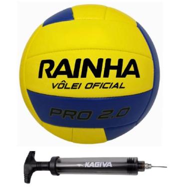 Imagem de Bola rainha volei oficial pró 2.0 + bomba de ar kagiva dupla ação