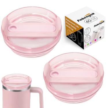 Imagem de Fabenyok Tampa de copo de substituição de 1,134 g para copo Stanley, pacote com 2 tampas de substituição transparentes adequadas para copo de viagem Stanley, capas de copo à prova de derramamento para
