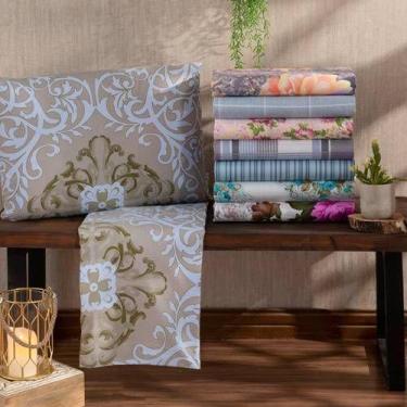 Imagem de Jogo de Cama 400 Fios Micropercal Estampado Casal Queen 3 Pç - Stinely
