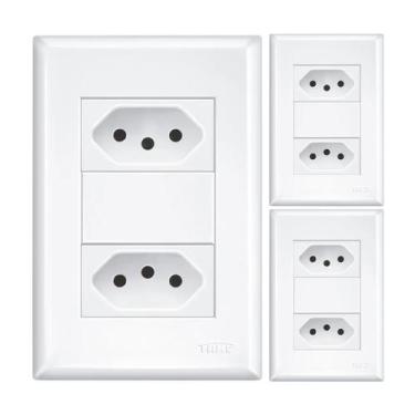 Imagem de Kit 3 Tomada dupla 10a/250v com placa 4x2 Fame Evidence