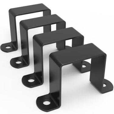 Imagem de Famiron Grampo de Tira de Tubo Quadrado, Suporte de Amarração de Poste de Cerca de Deck Preto, Grampo de Tubo Quadrado, Fivela de Tubo Quadrado de Aço, Suporte de Grampo de Tubo Em Forma de U (2"X2")