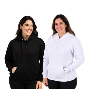 Imagem de Kit 2 Moletons Feminino Confortável Blusa de Frio Algodão Canguru - M.