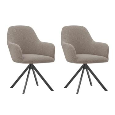 Imagem de Lzyjckh Capa elástica para cadeira de jantar com braços, Protetor para poltrona giratória, Capa para cadeira de escritório, Para penteadeira, sala de estar, quarto,Khaki,2PCS