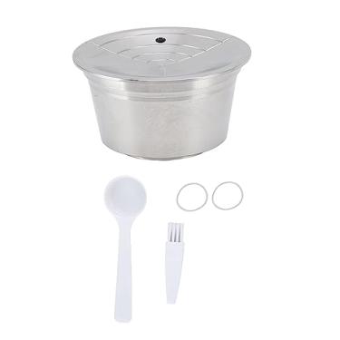 Imagem de KIMISS Kit de Cápsula de café Em Aço Inoxidável Reutilizável Com Filtro, Junta, Escova, Colher e Placa de Pressionamento de Pressionamento para EDG DG325 e MAC S