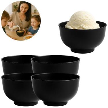 Imagem de 4 Tigelas Bowl Oriental 400ml Melamina Preta Japonesa - Clink