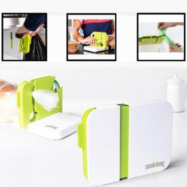 Imagem de Seladora de sacolas alimentos em metal lacradora e cortador com suport