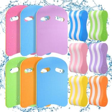 Imagem de Soulchen Conjunto de 12 peças de boia de puxar para natação, prancha de treinamento de natação de espuma vinílica acetinada, boia, perna, flutuador, equipamento de treinamento de natação para crianças