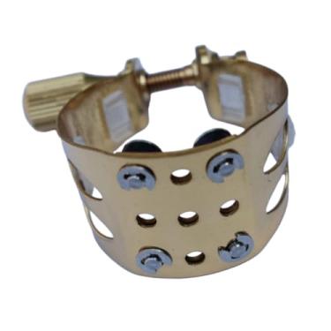 Imagem de Kokiya Fixador de abraçadeira de saxofone alto com clipe de latão, peça de reposição, alta confiabilidade, fácil de instalar, profissional com tampa