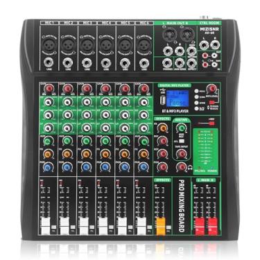 Imagem de MIZISNR Mixer De Áudio 6 Canais, Mesa Mixagem Profissional Para Dj, Console Digital Com Reverberação, Bluetooth, Porta Usb, Alimentação Fantasma 48 V Gravação Karaokê E Podcast