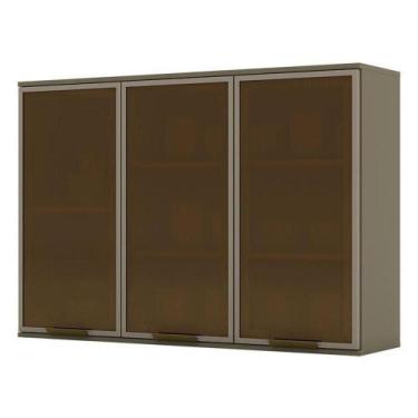 Imagem de Armário Aéreo Connect 3 Portas De Vidro 120 Cm Duna  Henn - MÓVEIS HEN