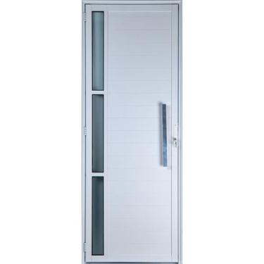 Imagem de Porta De Alumínio Lambril Com Visor e Puxador 2,10 X 0,90 Esquerda Lin