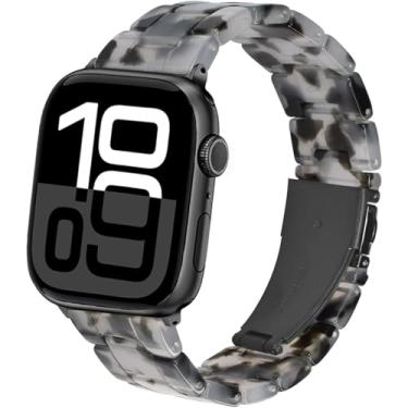 Imagem de SPINYE Pulseira de substituição de resina colorida de 38 mm, 40 mm, 41 mm e 42 mm, para Apple Watch séries 10/9/8 / Ultra/7 / SE / 6/5 / 4/3 feminino (flor preta tinta)