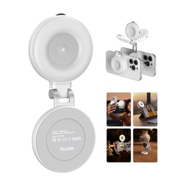 Imagem de TELESIN Luz magnética para selfie para telemóvel compatível com iPhone Magsafe, CRI97 LED de 360° com espelho para selfies/fotografia/TikTok/chamadas de zoom/videoconferência (branco)