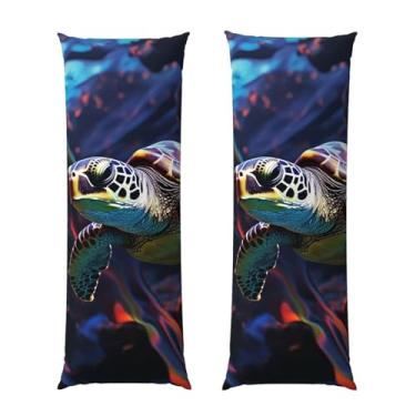 Imagem de Capa de travesseiro corporal com zíper oculto, fronha longa de microfibra macia e respirável para travesseiro corporal, uma capa de travesseiro colorida de tartaruga tropical do mar para dormir