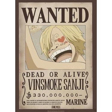 Imagem de BUY ART FOR LESS Pôster artístico oficialmente licenciado One Piece - Wanted Vinsmoke Sanji - 61 x 91 cm - Impressão decorativa - Papel pôster - Pronto para emoldurar