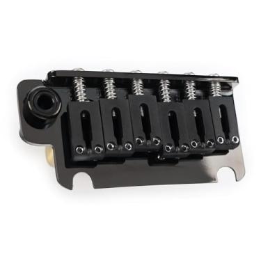 Imagem de OVSAL Ponte De Guitarra Elétrica 2 Pontos Preta, Tremolo 54 Mm Com Bloco Latão E Peças Rastilho Aço Para Stratocaster 6 Cordas