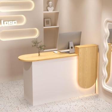Imagem de Mesa de recepção moderna, recepção de caixa, balcão de caixa de varejo, mesa de recepcionista com gavetas com trava, para shows de artesanato, expositor, para espaços pequenos, bar, loja, hotel