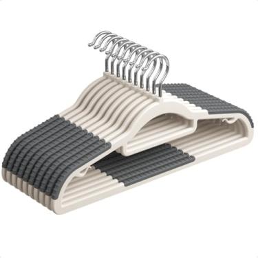 Imagem de Kit Cabides Roupa Giratorio 42cm Adulto Cabide Antiderrapante Antideslizante Slim Fino Reforçado LeBag (30, Adulto 42cm)