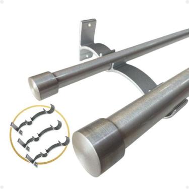 Imagem de Kit 3 Suporte Duplo Comum Perfil Varão Cortina 19.28mm Ilhós Argola In