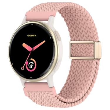 Imagem de EverAct Pulseira trançada magnética de 20 mm compatível com Garmin Vivoactive 5/Vivoactive 6/3/3 Music, pulseira esportiva de nylon elástico ajustável para Venu Sq 2/Venu 2 Plus e Forerunner 55/165