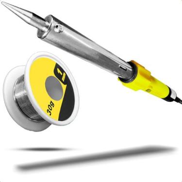 Imagem de Kit Ferro de Solda 127V 100W Elétrico + Fio de Solda Estanho - Startoo