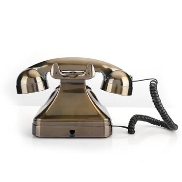 Imagem de KIMISS WX -3011# Telefone de Bronze Antigo - Telefone Fixo de Mesa Vintage para Casa e Escritório Com Discagem de Botão, Armazenamento de Número e Redução de Ruído