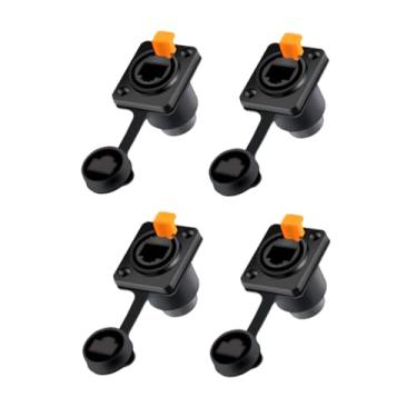 Imagem de 4 un Conector Ethercon Rj45 Keystone Ip65 Rede Fêmea Duplo Painel de Led Emenda Tomada Rack - PRETO