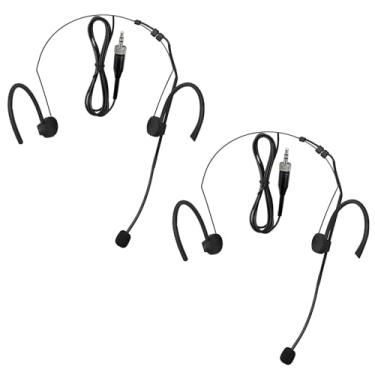 Imagem de Microfone com gancho duplo de 2 peças, microfone de cabeça, condensador omnidirecional para Sennheiser, plugue de trava de parafuso de 3,5 mm com para-brisas e cabo de 1,5 m, dobrável, preto