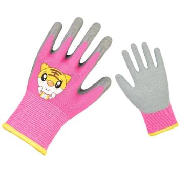 Imagem de MotiveTech Luvas de jardinagem infantil desenho animado para meninos e meninas crianças pequenas, Rosa