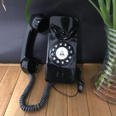 Imagem de Telefone Retrô Digital Interfone, Design Vintage, Cores Disponíveis, Modelo Parede (Preto)