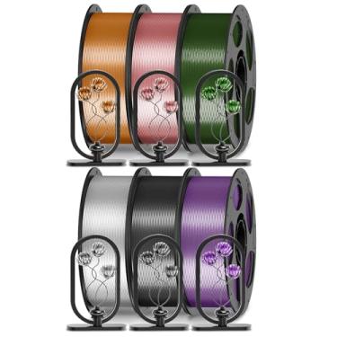 Imagem de ANYCUBIC Pacote de filamento PETG de 1,75 mm, filamento de impressora 3D, carretel reutilizável de 1 kg, marrom translúcido de 6 kg + rosa translúcido + oliva translúcido + roxo translúcido + cinza