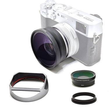 Imagem de FotoZ Lente De Conversão Para Fujifilm X100V / X100Vi, 49 Mm, 0,75X, Grande Angular E Macro, 2 Em 1, Com Capa, Anel Adaptador Filtro (Prateado)