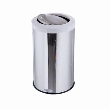 Imagem de Lixeira Inox Basculante 20 Litros Tampa Flip Top Com Cor - CCM, Branco