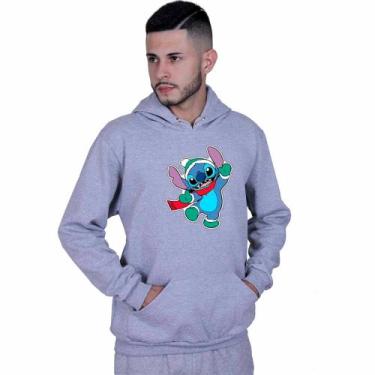 Imagem de Moletom Unissex Canguru Lilo Stitch Duende Natal - Lafre, Cinza, P