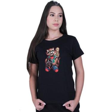 Imagem de Camiseta Baby Look Feminina Oreo e Groot Guardiões - Lafre, Preto, M