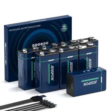 Imagem de Bateria de lítio recarregável de 9V 1300mAh USB com cabo tipo C x8 - J