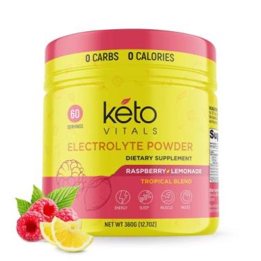 Imagem de Eletrólitos em pó Keto Vitals, limonada de framboesa, 60 porções