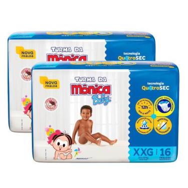 Imagem de Kit 2 Fralda Turma da Mônica Baby Jumbo Tamanho XXG 16 Unidades Descar