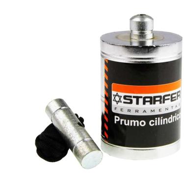 Imagem de Prumo Cilindrico 400g com Fita de Nylon Suporte em Aço Cromado p/ Alinhamento Precisão Obras Construção e Carpintaria