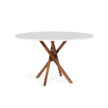 Imagem de Mesa de Jantar Redonda 6 Lugares 120cm em Madeira June Branca - Straub