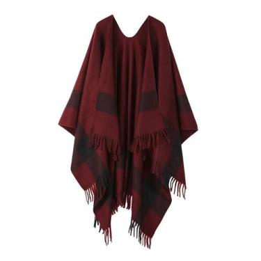Imagem de Xale Feminino De Cashmere Artificial Dupla Face Quente Com Estampa Xad