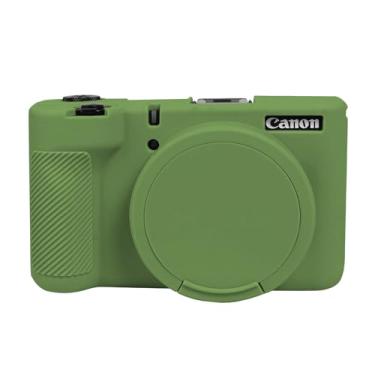 Imagem de EASY HOOD Capa V1, capa de silicone para câmera com capa de lente removível, protetor macio leve para câmera digital Canon PowerShot V1 - verde
